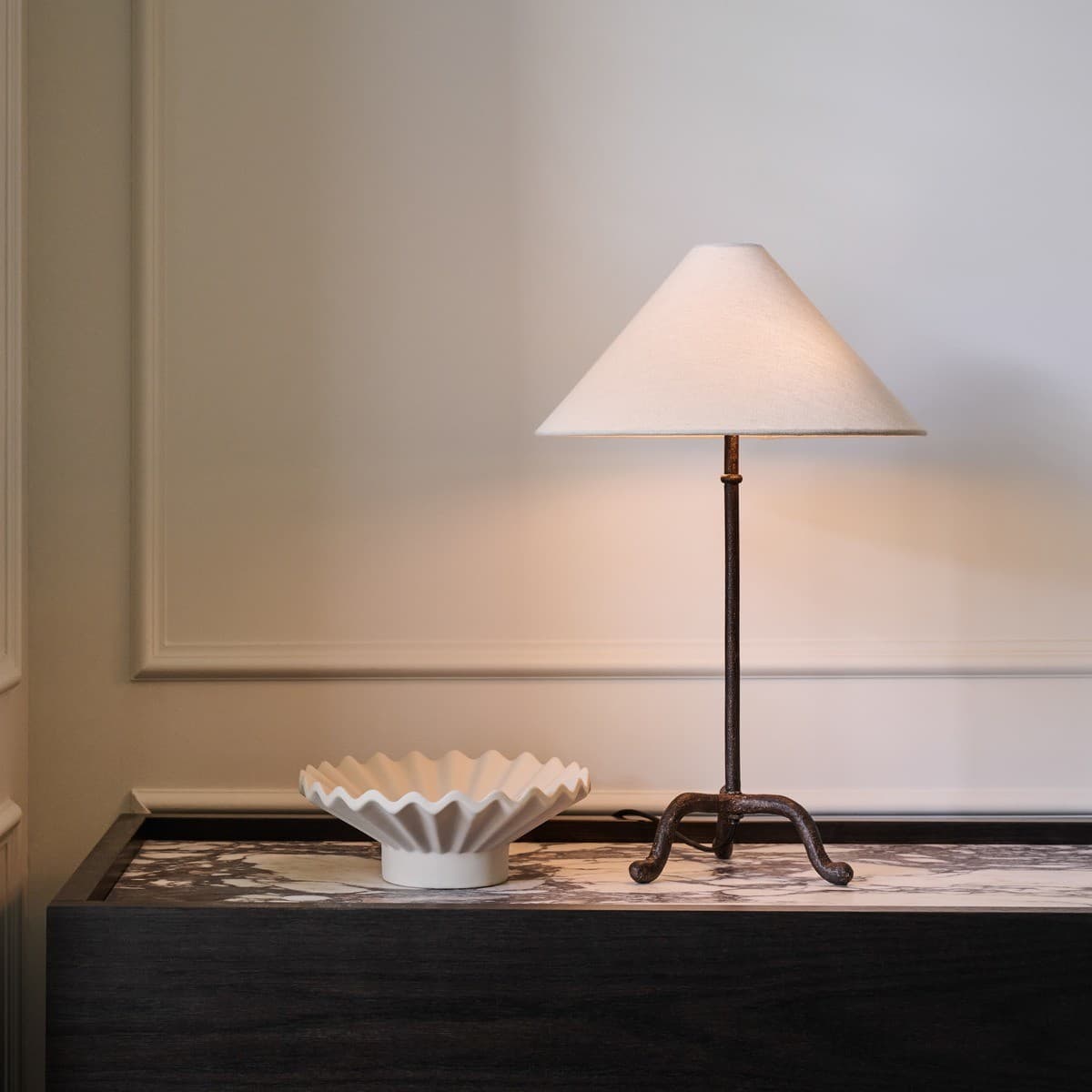 Santonio 2 Light Table Lamp in Rust with Natural Linen Shade-img-3