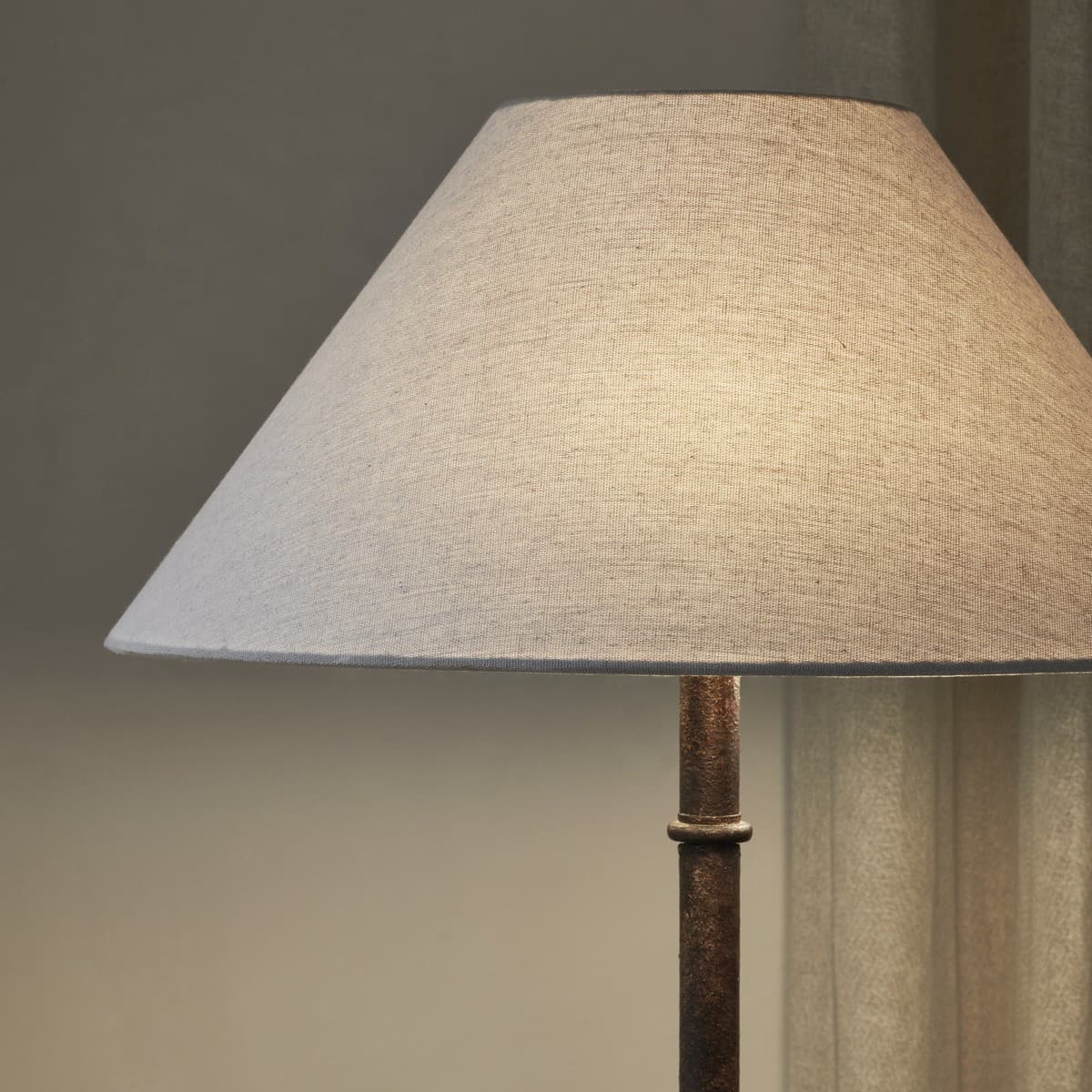 Santonio 3 Light Floor Lamp in Rust with Natural Linen Shade-img-4