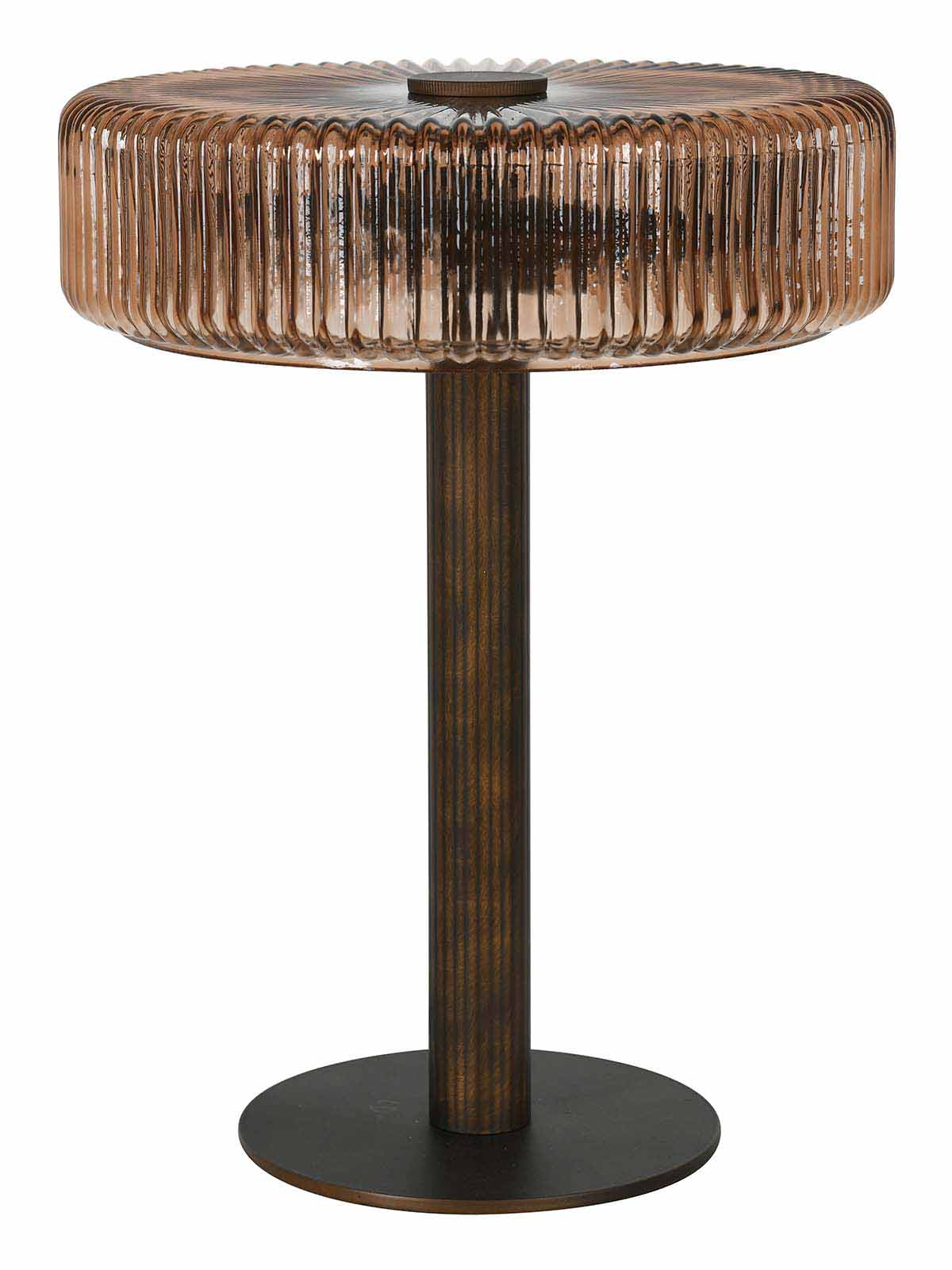 Denver 2 Light Table Lamp in Bronze with Ribbed Sepia Glass-img-1
