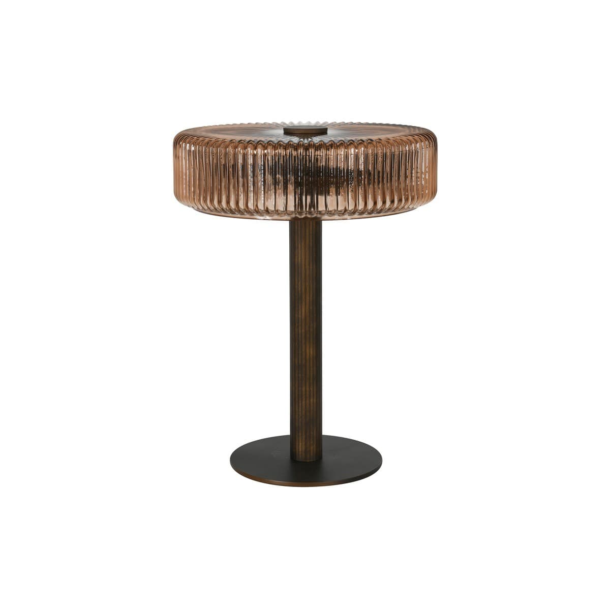 Denver 2 Light Table Lamp in Bronze with Ribbed Sepia Glass-img-2