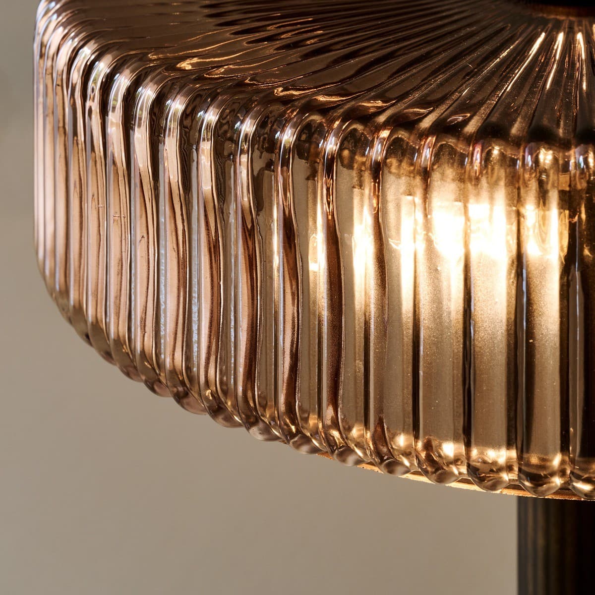 Denver 2 Light Table Lamp in Bronze with Ribbed Sepia Glass-img-6