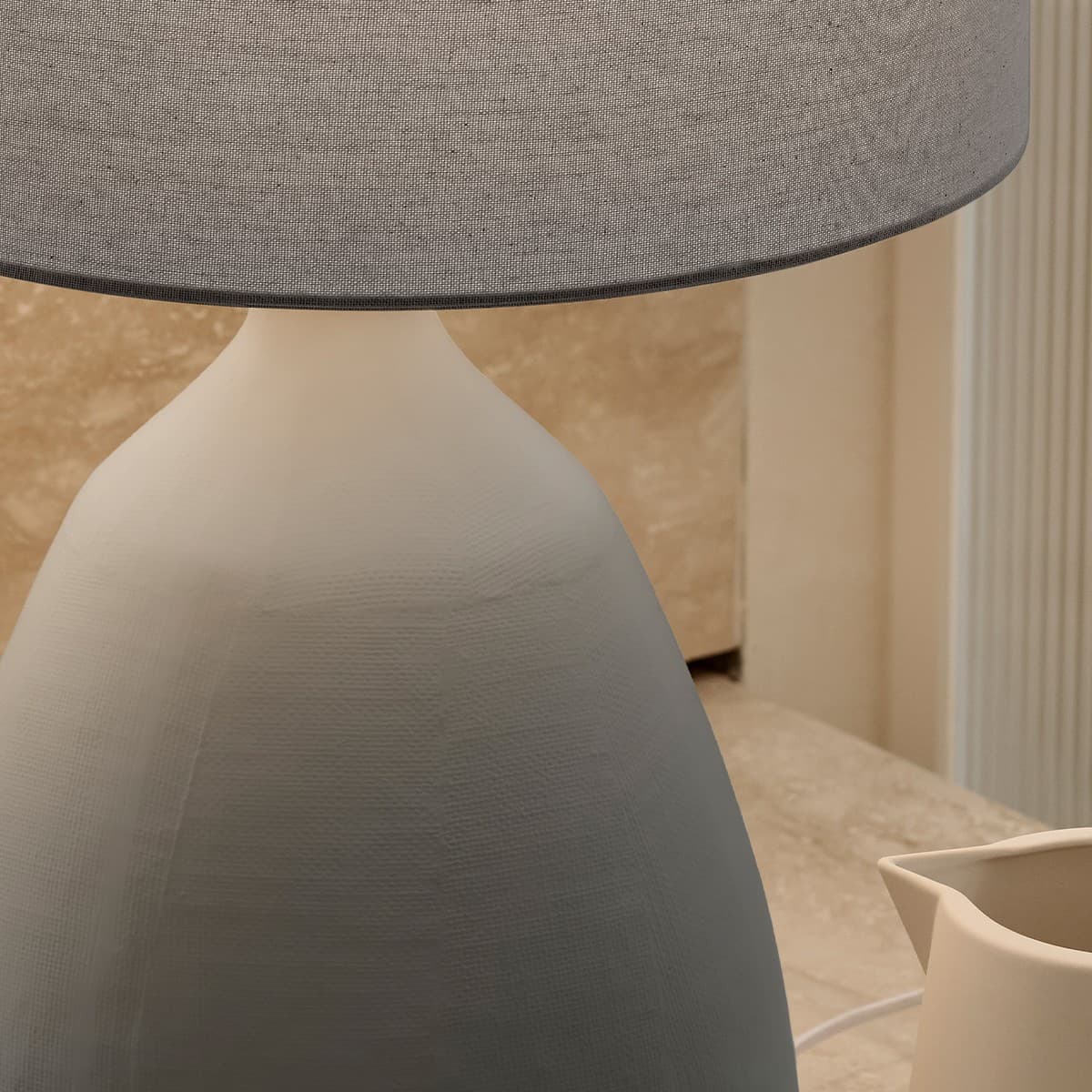Arden 1 Light Table Lamp in Grey with Grey Shade
