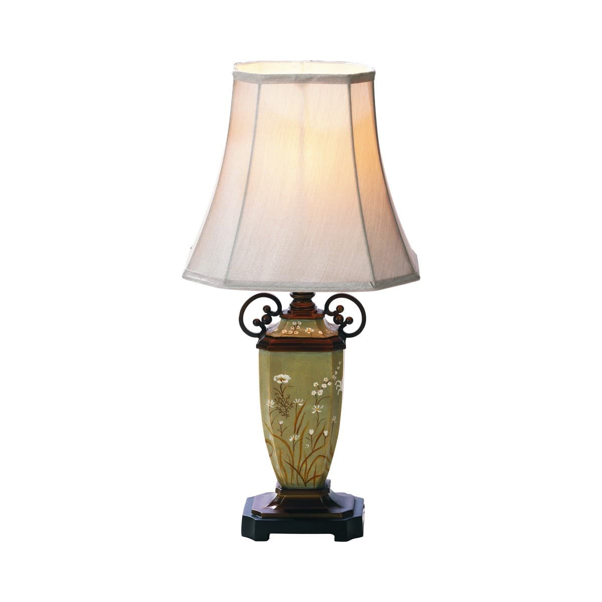 Lisa 1 Light Medium Table Lamp in Green/Bronze Finish with Beige Shade-img-1