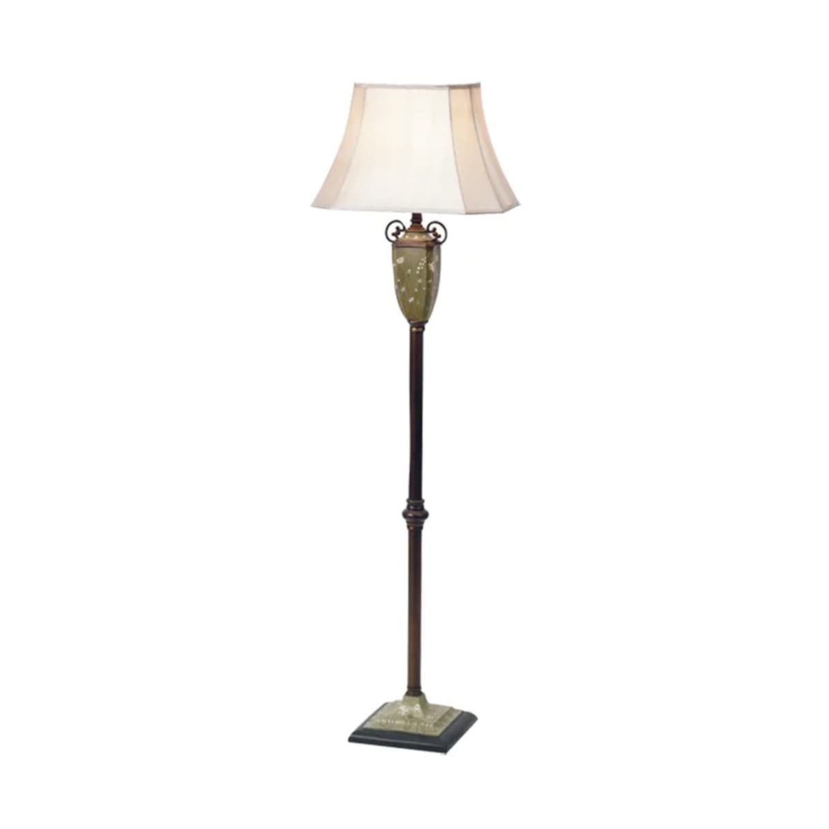 Lisa 1 Light Floor Lamp in Green/Bronze Finish with Beige Shade-img-1