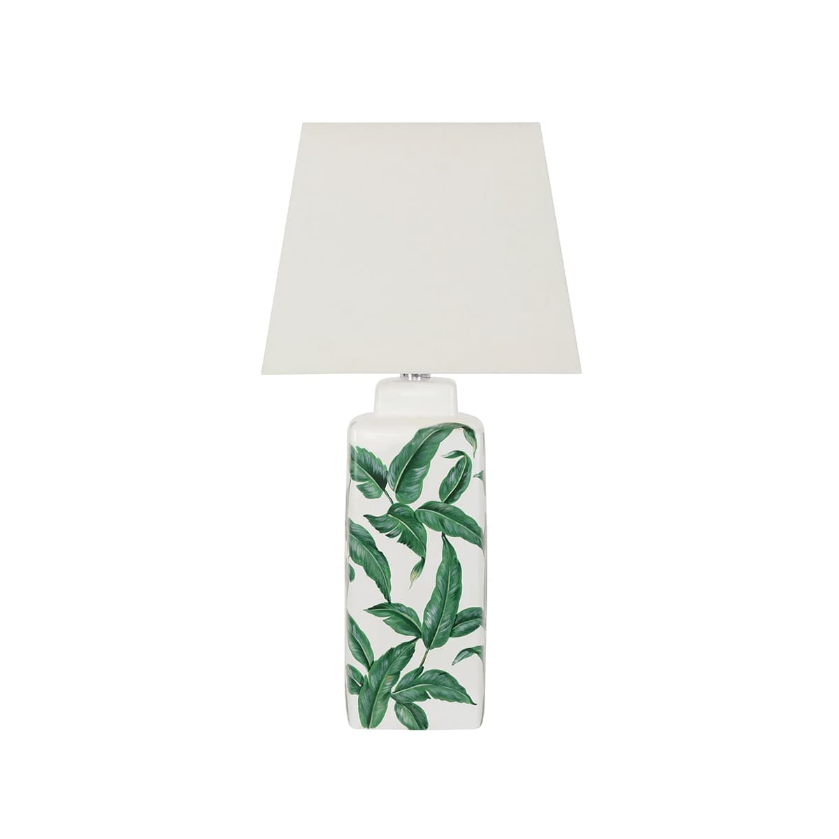 Botanic 1 Light Square Table Lamp in White/Green-img-1