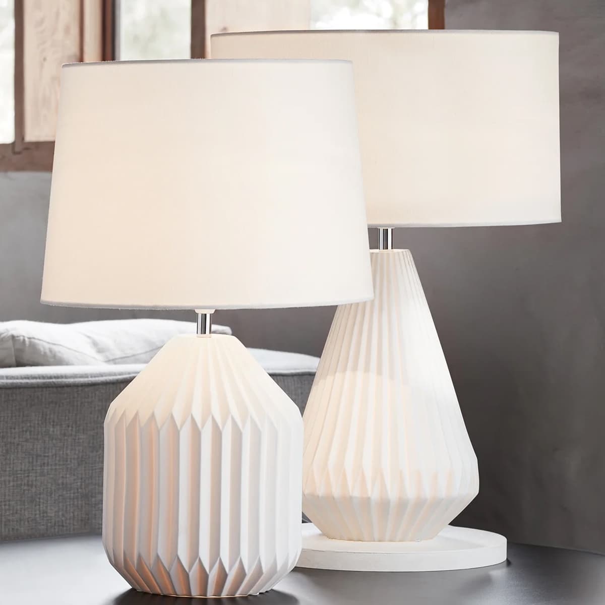 Belle Tall 2 Light Table Lamp in White-img-2