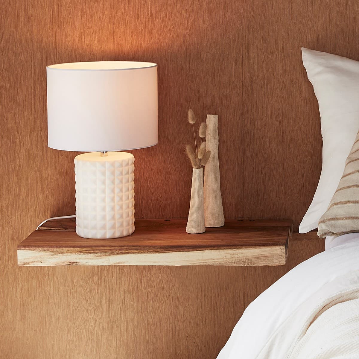 Milla 2 Light Tall Table Lamp in White