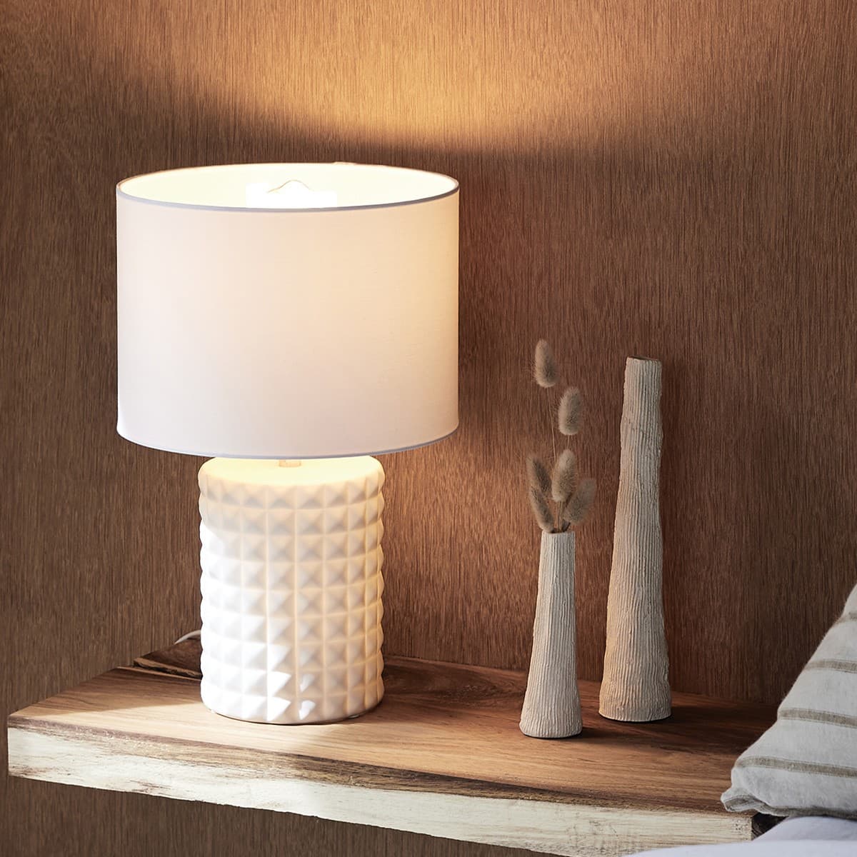 Milla 2 Light Tall Table Lamp in White