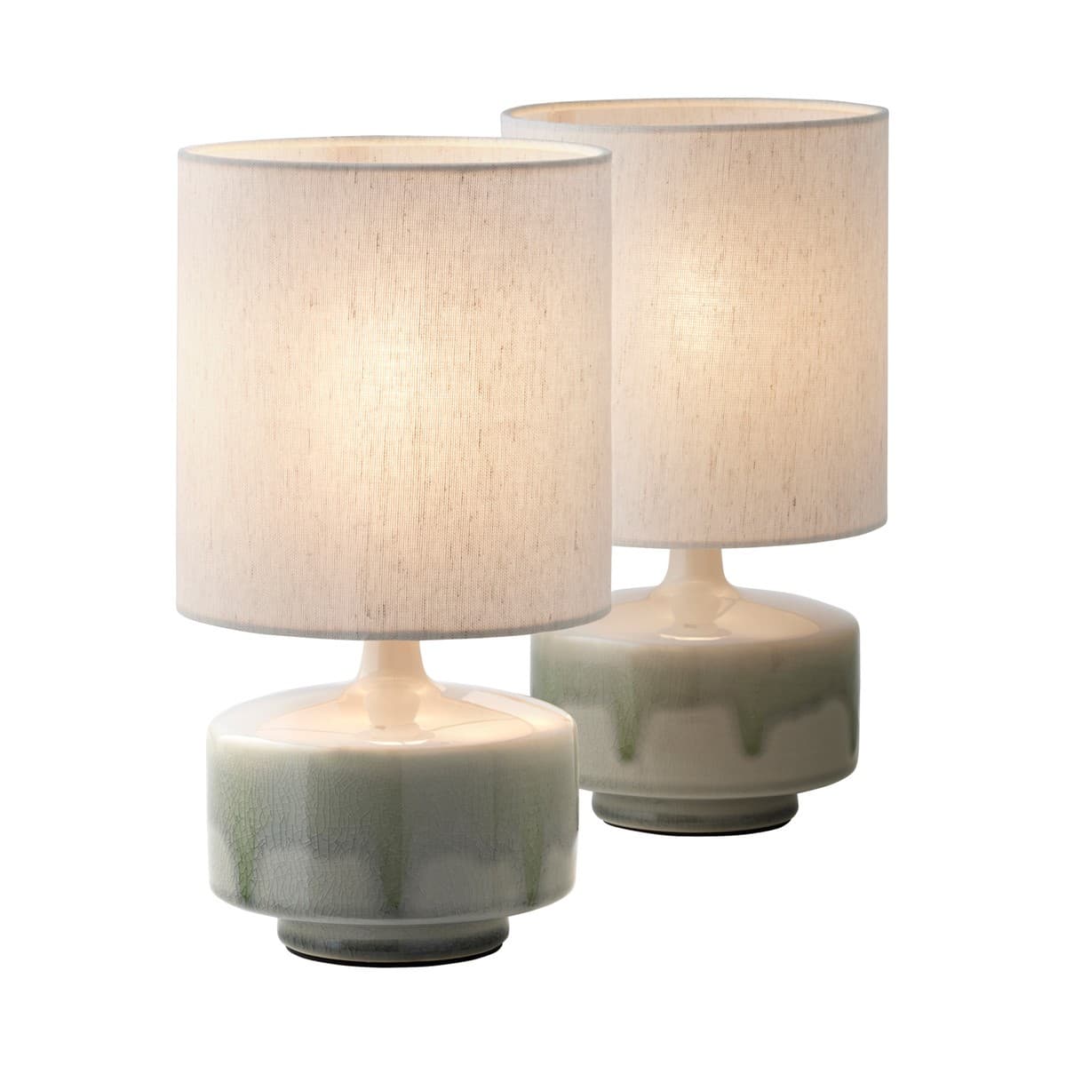 Isabel 1 Light Table Lamp in Sage Ceramic with White Fabric Shade, 2 Pack-img-1