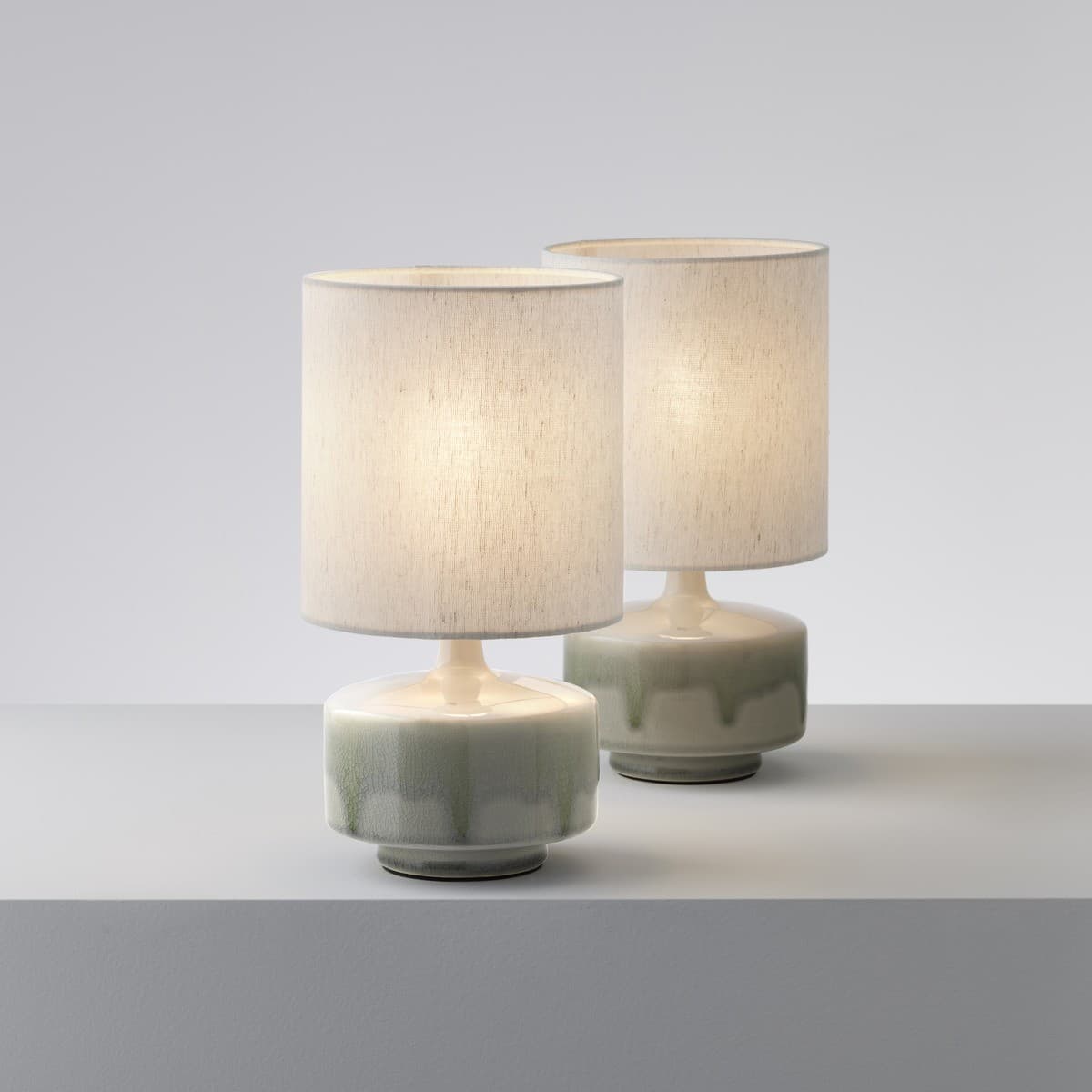 Isabel 1 Light Table Lamp in Sage Ceramic with White Fabric Shade, 2 Pack-img-3