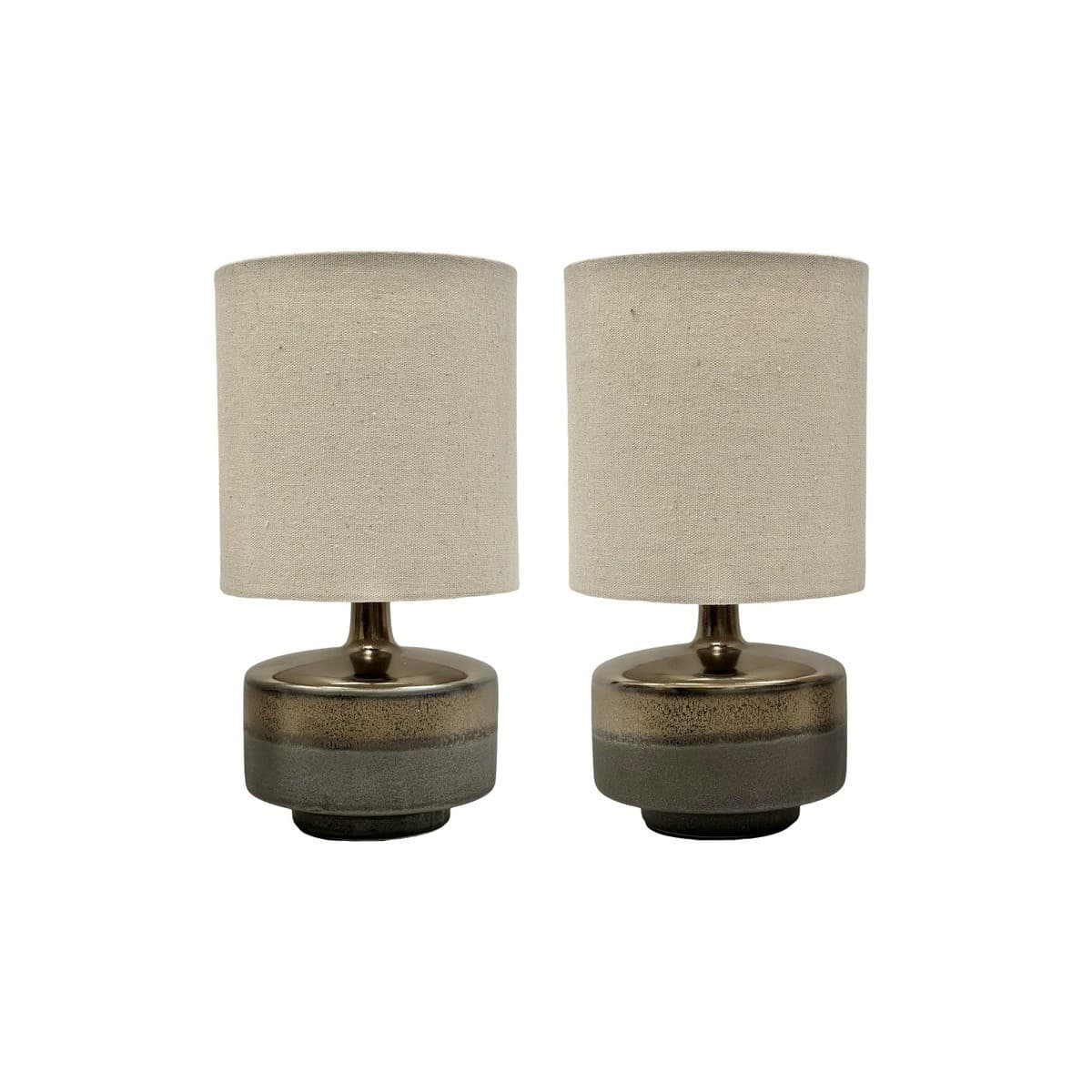 Isabel 1 Light Table Lamp in Bronze Ceramic with White Fabric Shade, 2 Pack-img-1