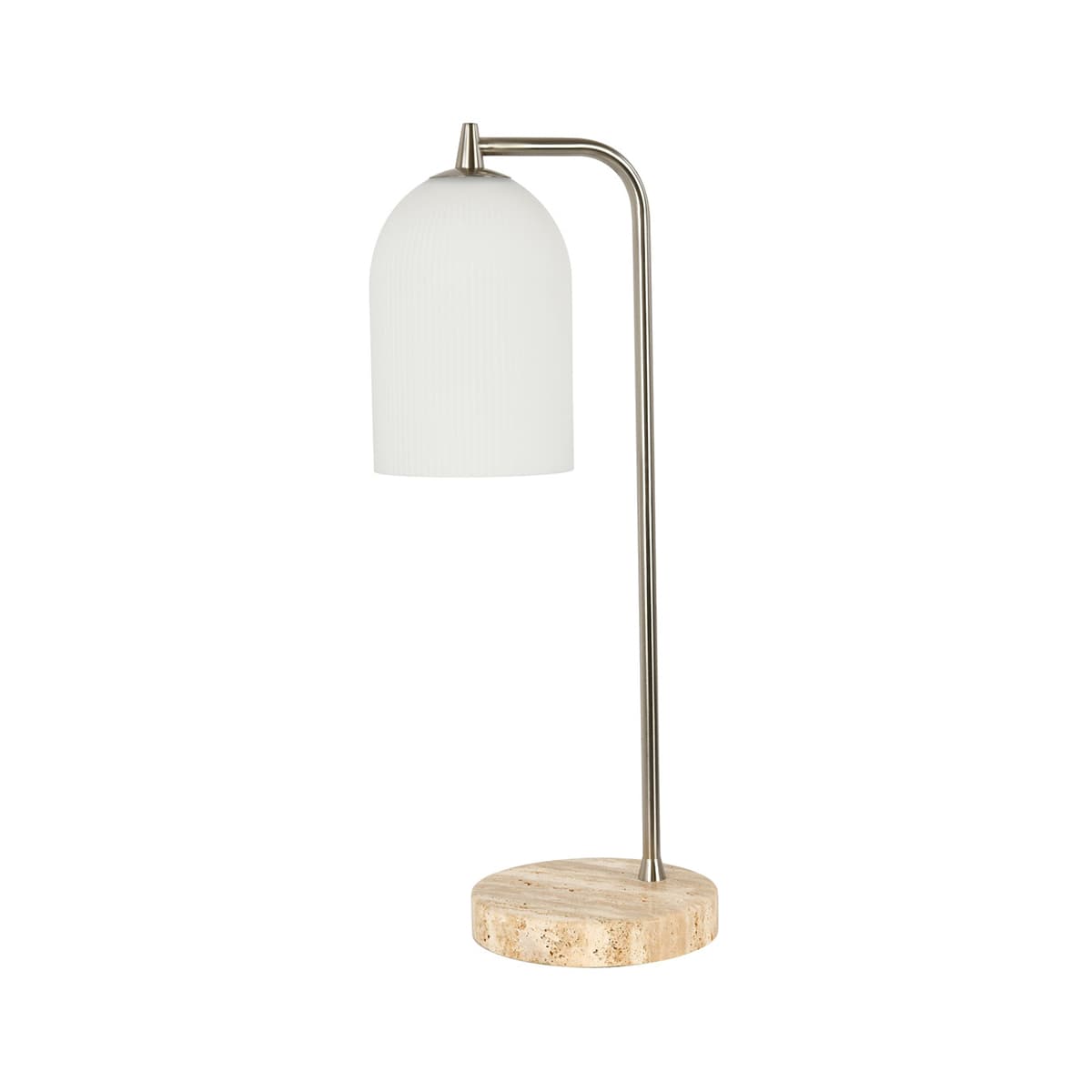 Camilla 1 Light Table Lamp in Brushed Chrome with Natural Travertine-img-1