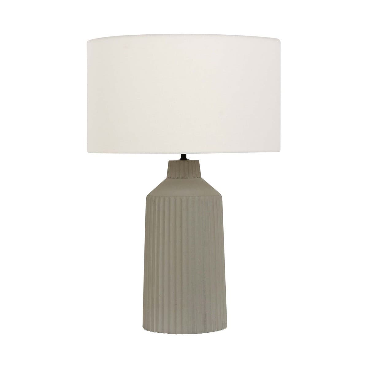Miro 1 Light Table Lamp with Grey Ribbed Concrete Base and White Linen Shade-img-1