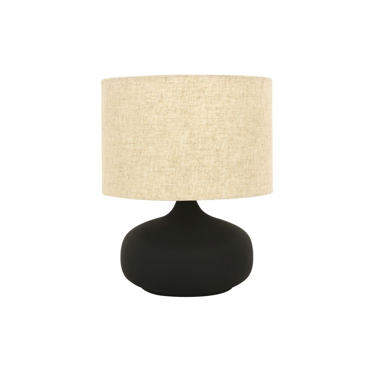 Mietta 1 Light Table Lamp with Black Ceramic Base and Natural Linen Shade-img-1