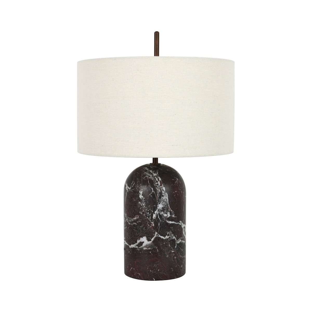 Made by Mayfair Rhodes 1 Light Table Lamp in Cherry Marble with Bronze Detail and Off-White Linen Shade-img-1