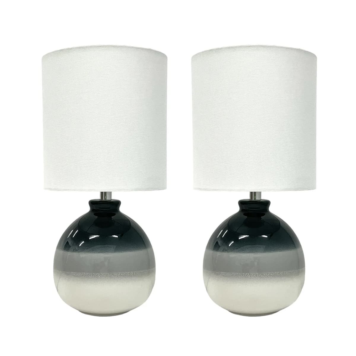 Alina 1 Light Table Lamp in Blue-Grey Ceramic with White Fabric Shade, 2 Pack-img-1