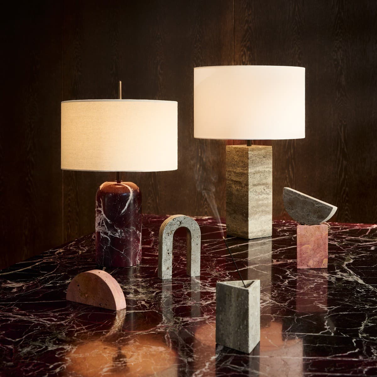 Sandrine 1 Light Square Table Lamp in Silver Travertine-img-2