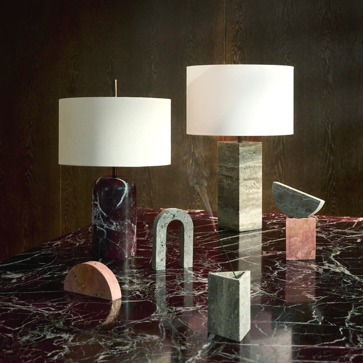 Sandrine 1 Light Square Table Lamp in Silver Travertine-img-3