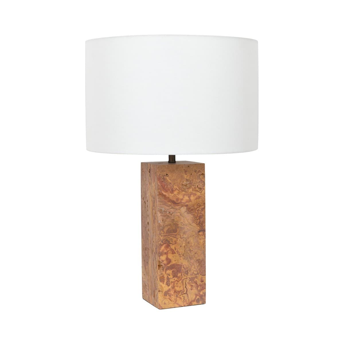 Sandrine 1 Light Square Table Lamp in Rose Travertine-img-1