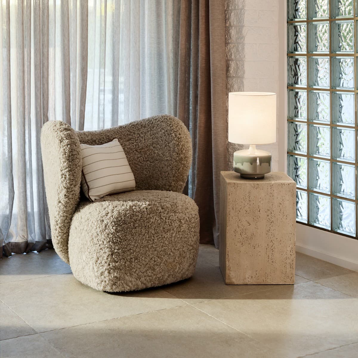 Isabel 1 Light Medium Table Lamp in Sage Ceramic with White Fabric-img-2