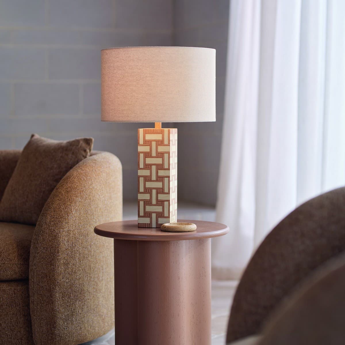 Amano 1 Light Table Lamp in Timber with Natural Linen-img-2