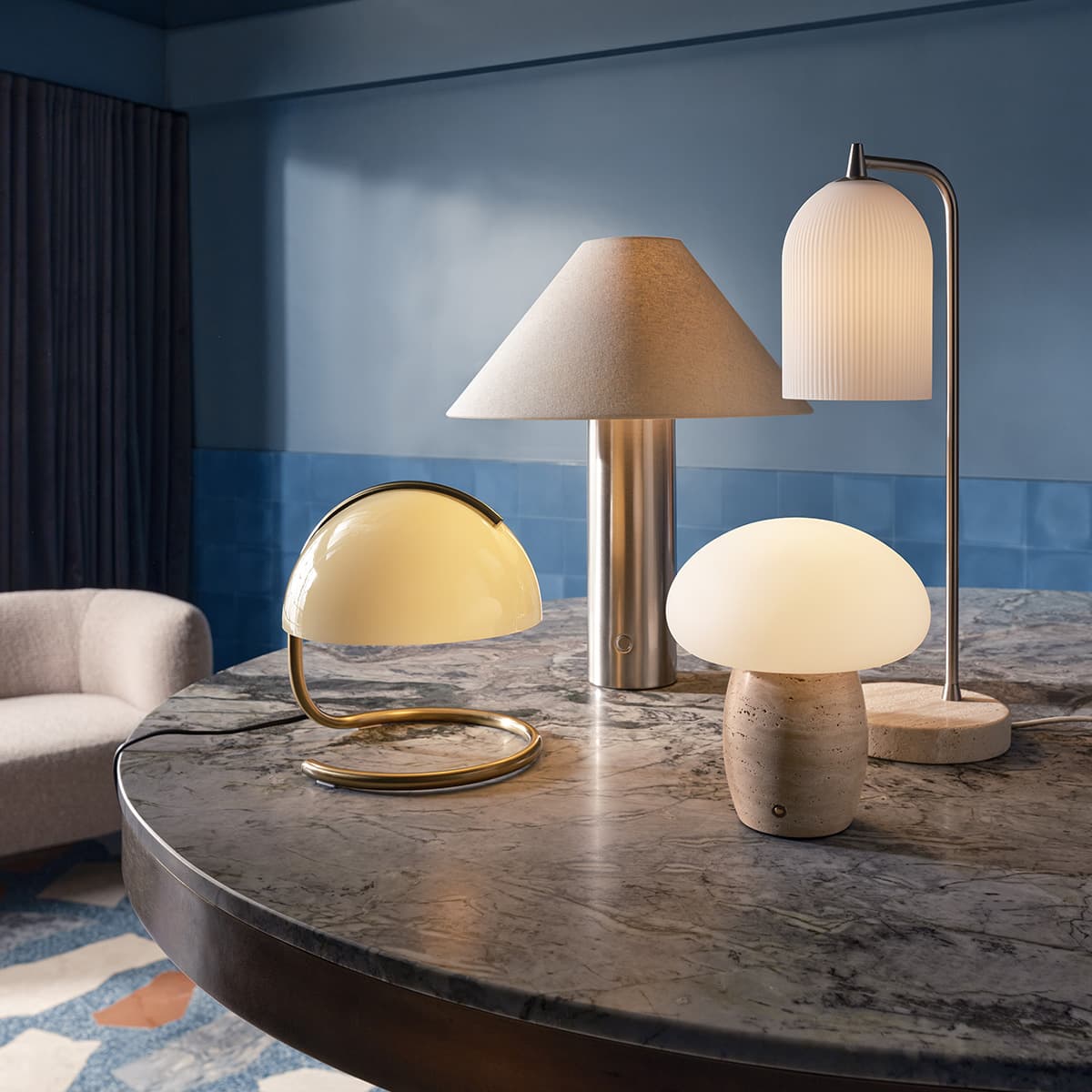 Brunel Touch Table Lamp in Brushed Chrome with Natural Linen-img-2