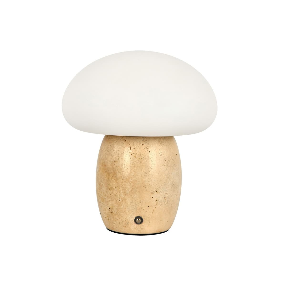 Arne LED Portable Rechargeable Table Lamp in Natural Travertine with Opal Glass-img-1