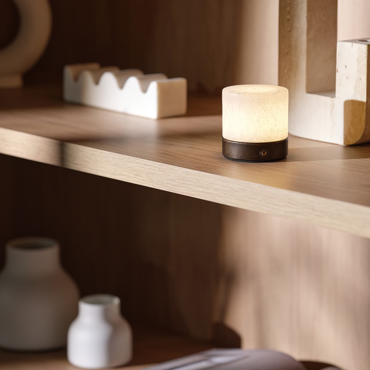 Karine Portable USB-C Rechargeable LED Table Lamp in Bronze and Alabaster-img-2