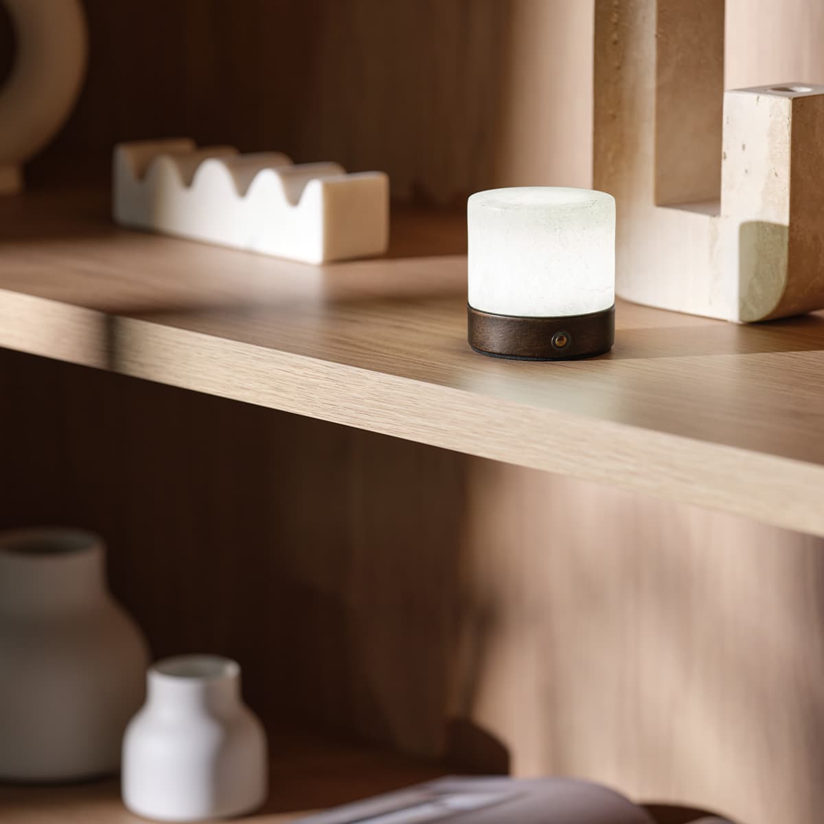 Karine Portable USB-C Rechargeable LED Table Lamp in Bronze and Alabaster-img-4