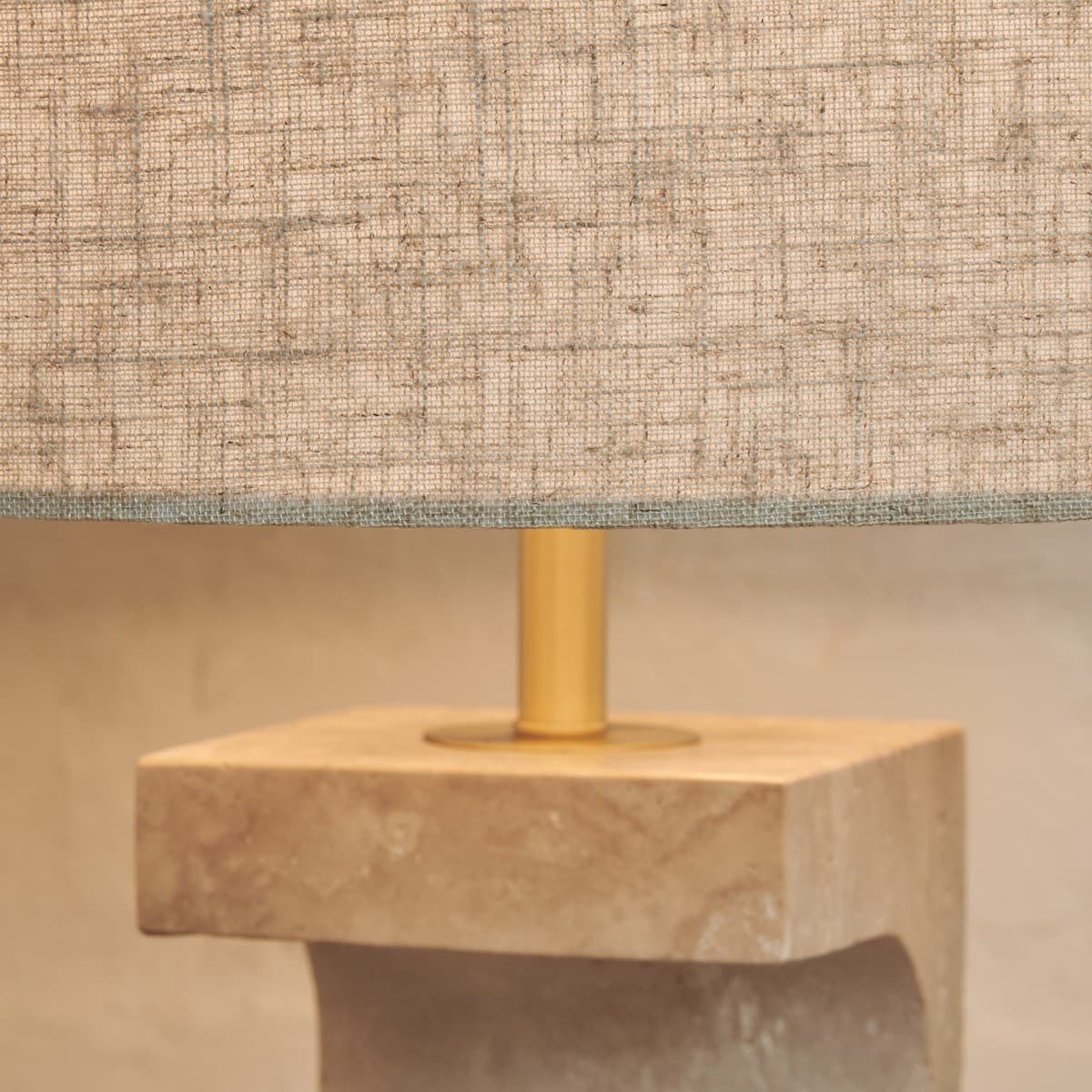 Forma 1 Light Table Lamp in Travertine with Natural Linen Shade-img-5
