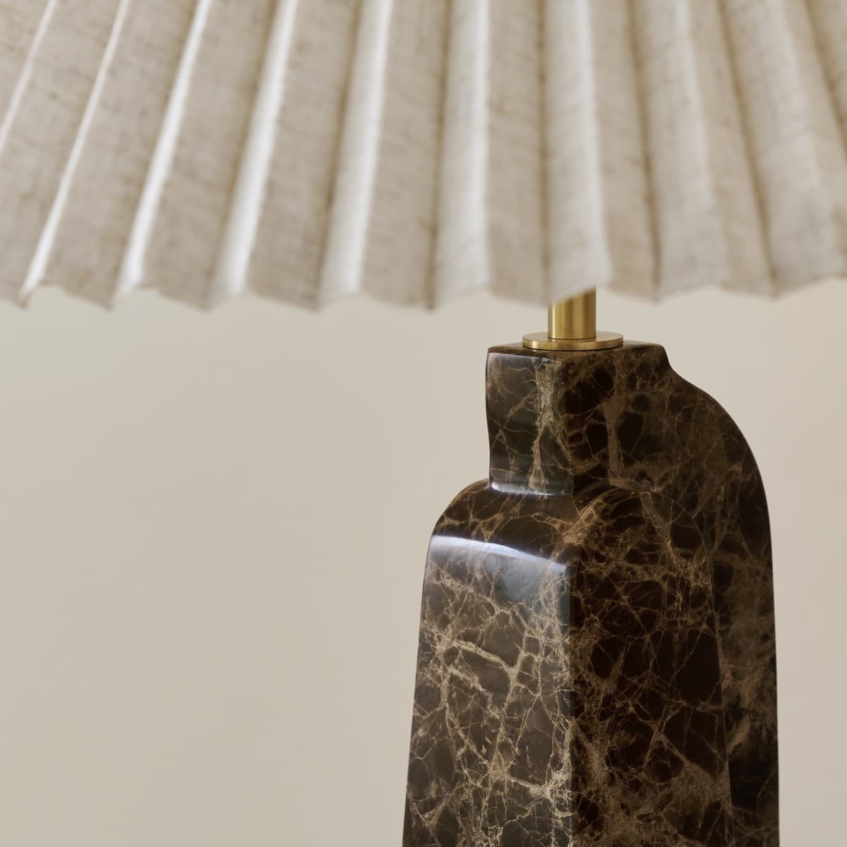 Made By Mayfair Cassini 1 Light Table Lamp in Brown Marble with Natural Linen Shade-img-3