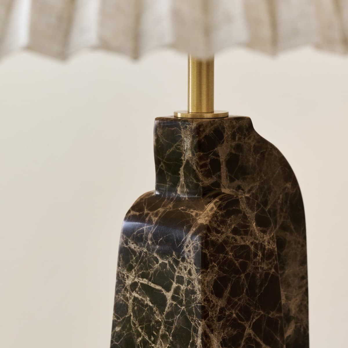 Made By Mayfair Cassini 1 Light Table Lamp in Brown Marble with Natural Linen Shade-img-4