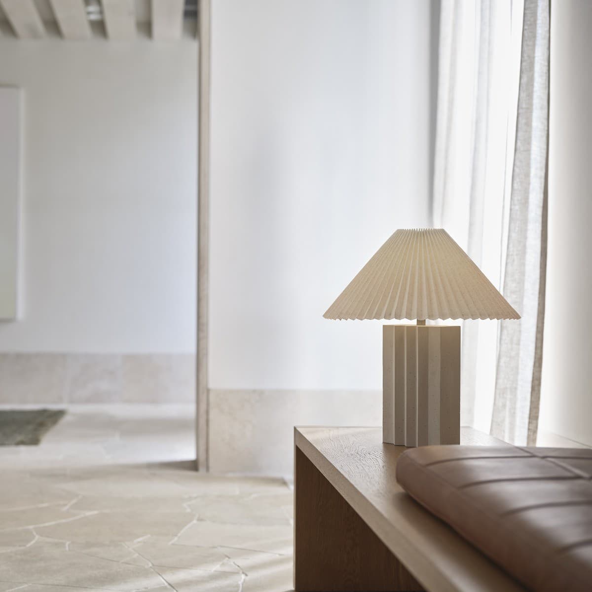 Fora 1 Light Table Lamp in Stone with Natural Linen Shade-img-4