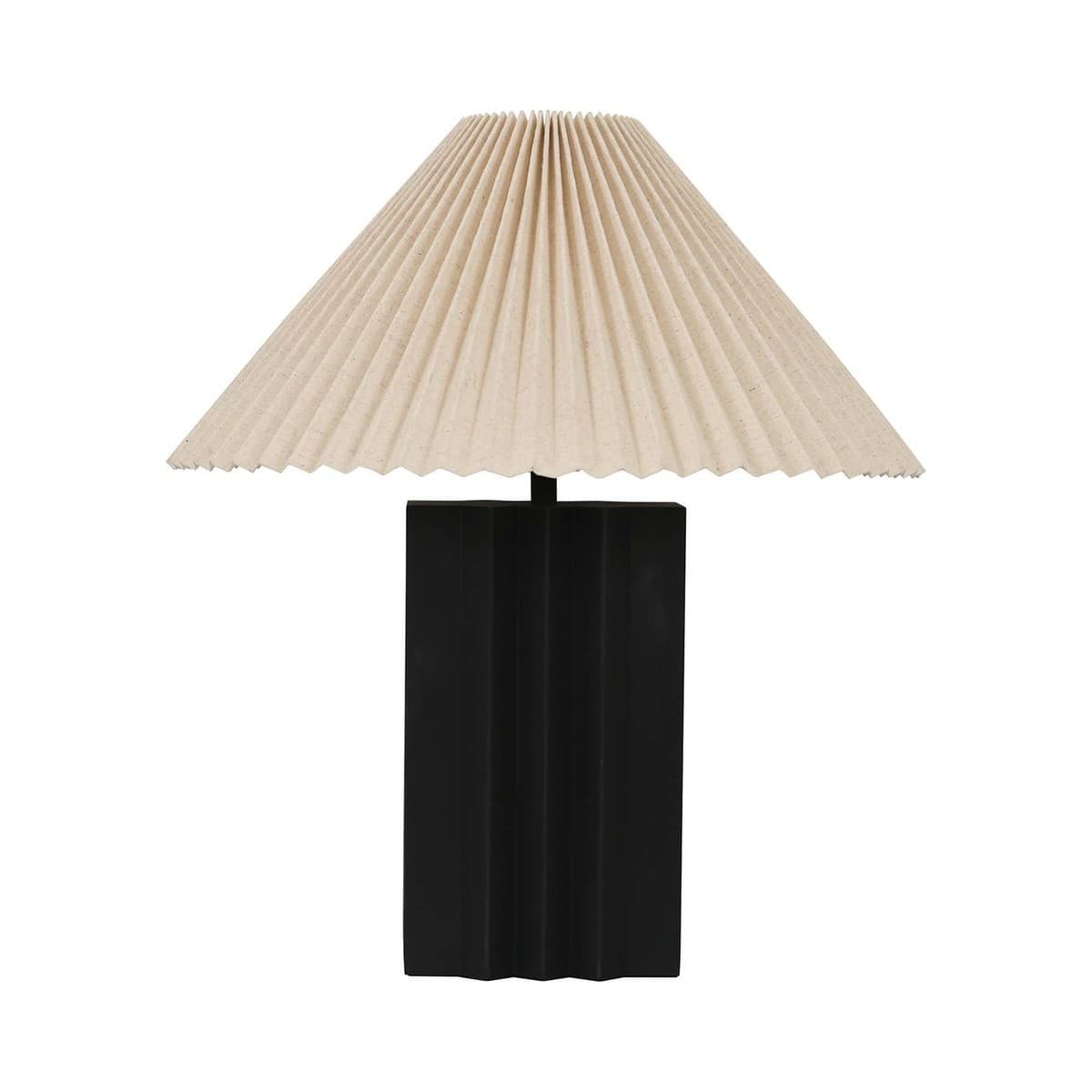 Fora 1 Light Table Lamp in Black with Natural Linen Shade-img-1