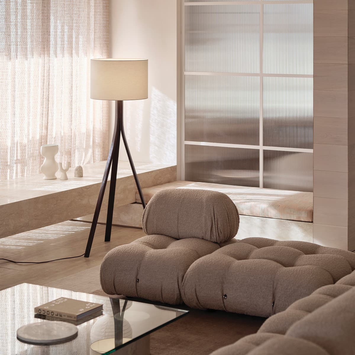 Bennett 1 Light Floor Lamp in Walnut with Natural Shade-img-2