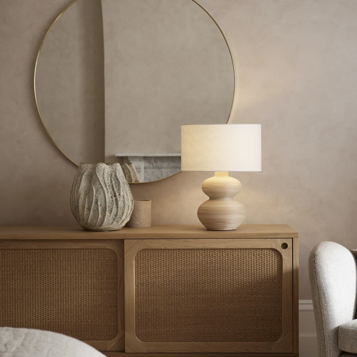 Marni 1 Light Table Lamp in Natural with White Shade-img-2