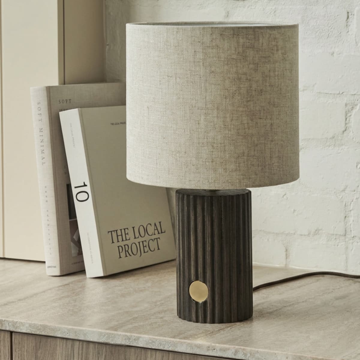Eton 1 Light Table Lamp in Walnut with Brass and Natural Linen Shade-img-4