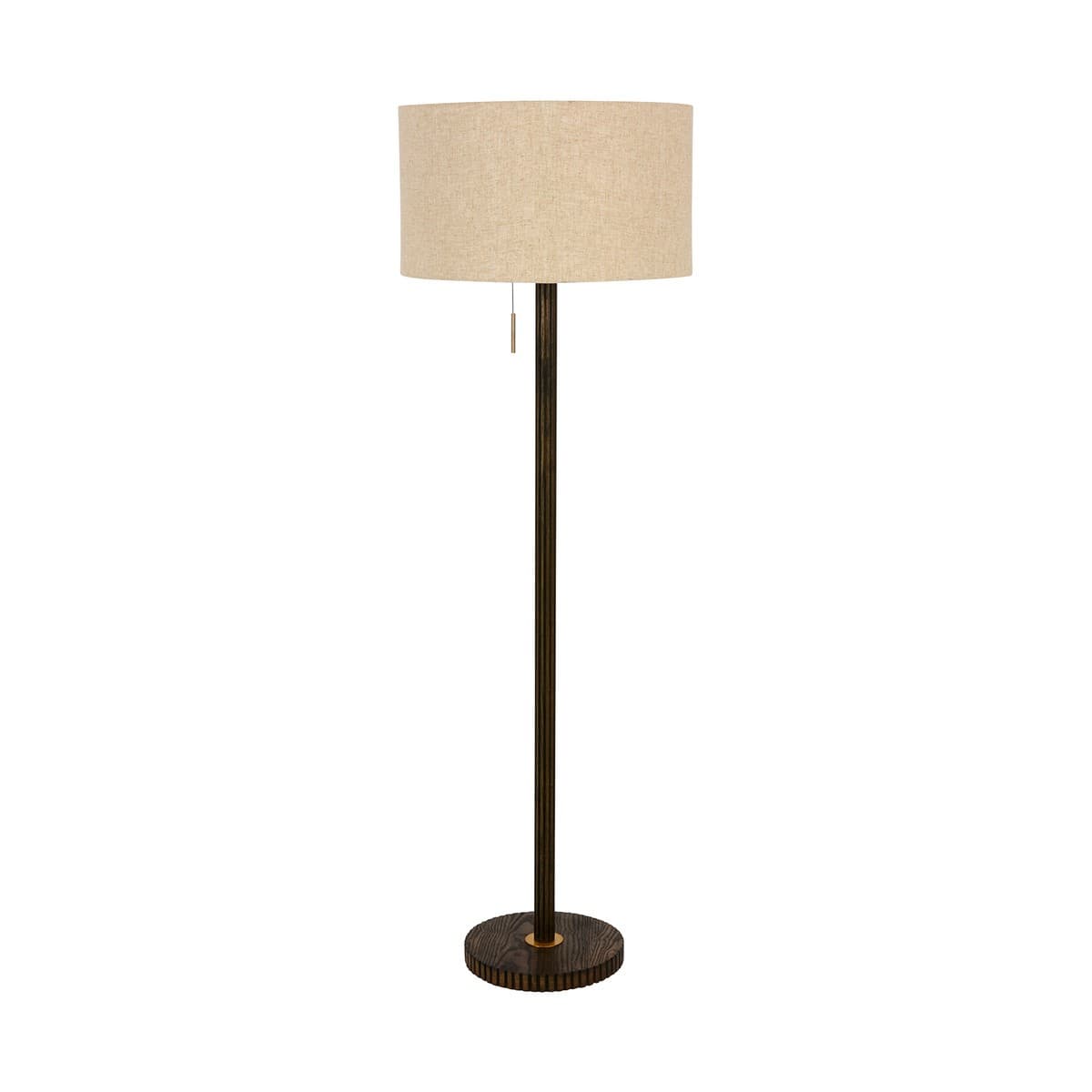 Eton 1 Light Floor Lamp in Walnut with Brass and Natural Linen Shade-img-1