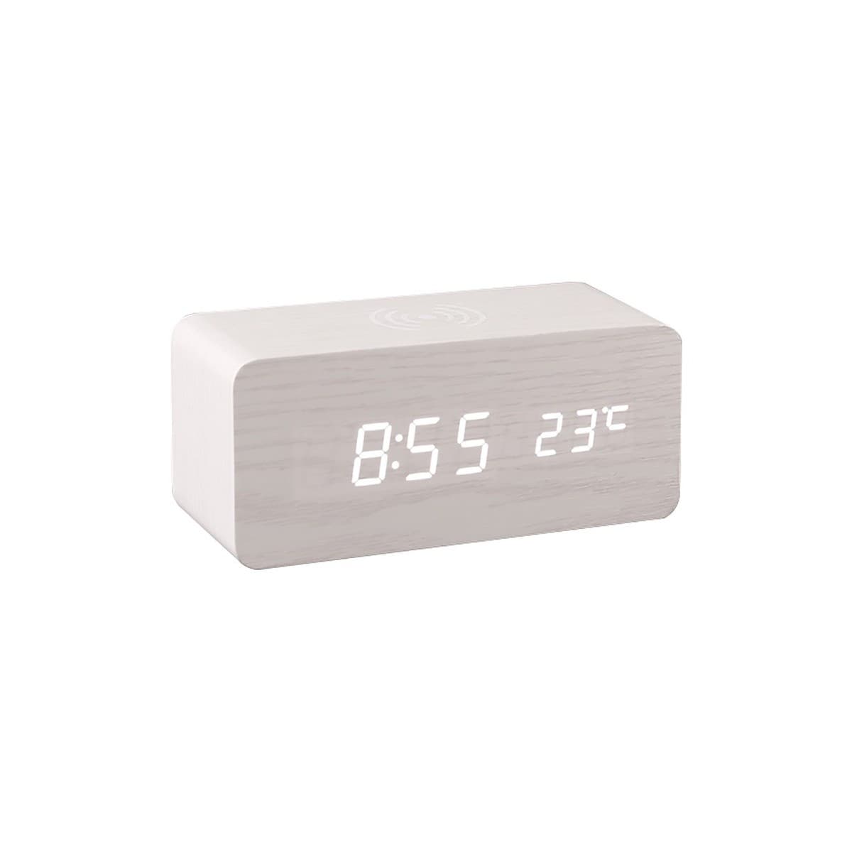Cole LED Alarm Clock with Wireless Phone Charger in White-img-1