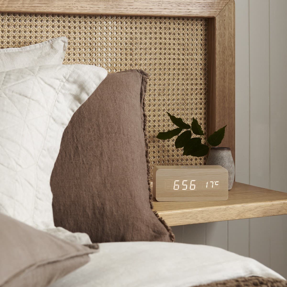 Cole LED Alarm Clock with Wireless Phone Charger in Teak-img-2