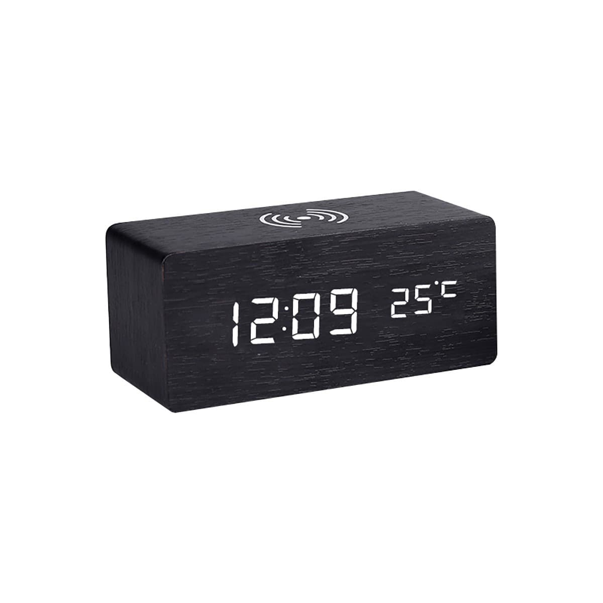 Cole LED Alarm Clock with Wireless Phone Charger in Black-img-1