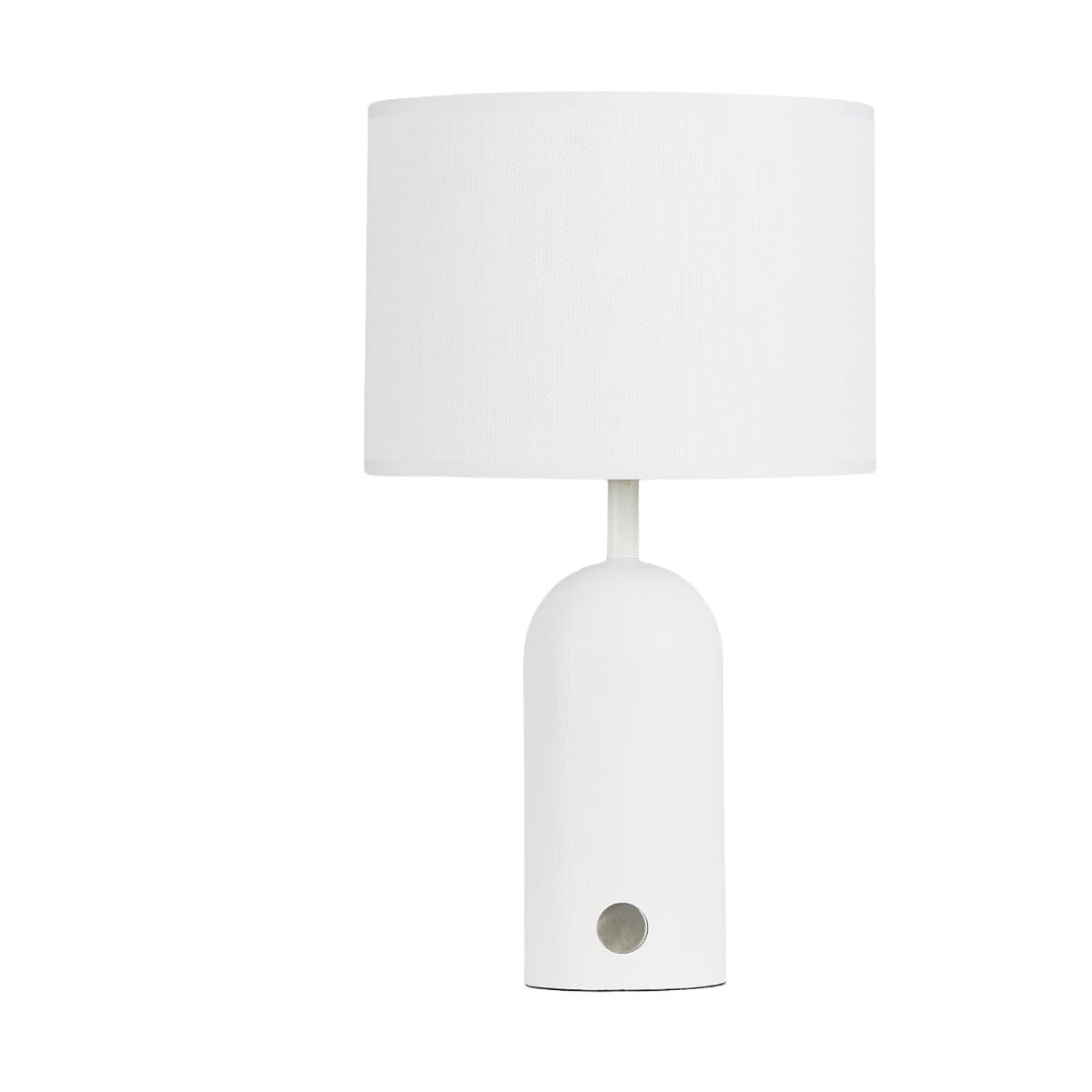 Hazel 1 Light Table Lamp in White Wood with White Linen Shade-img-1
