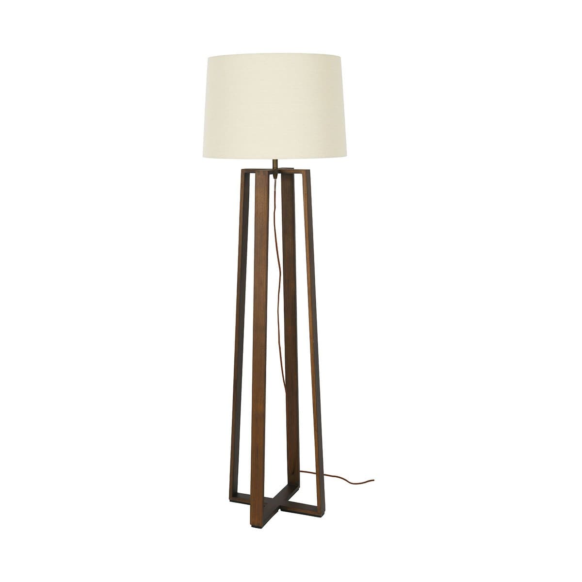 Copenhagen 1 Light Floor Lamp in Walnut with Natural Linen Shade-img-1