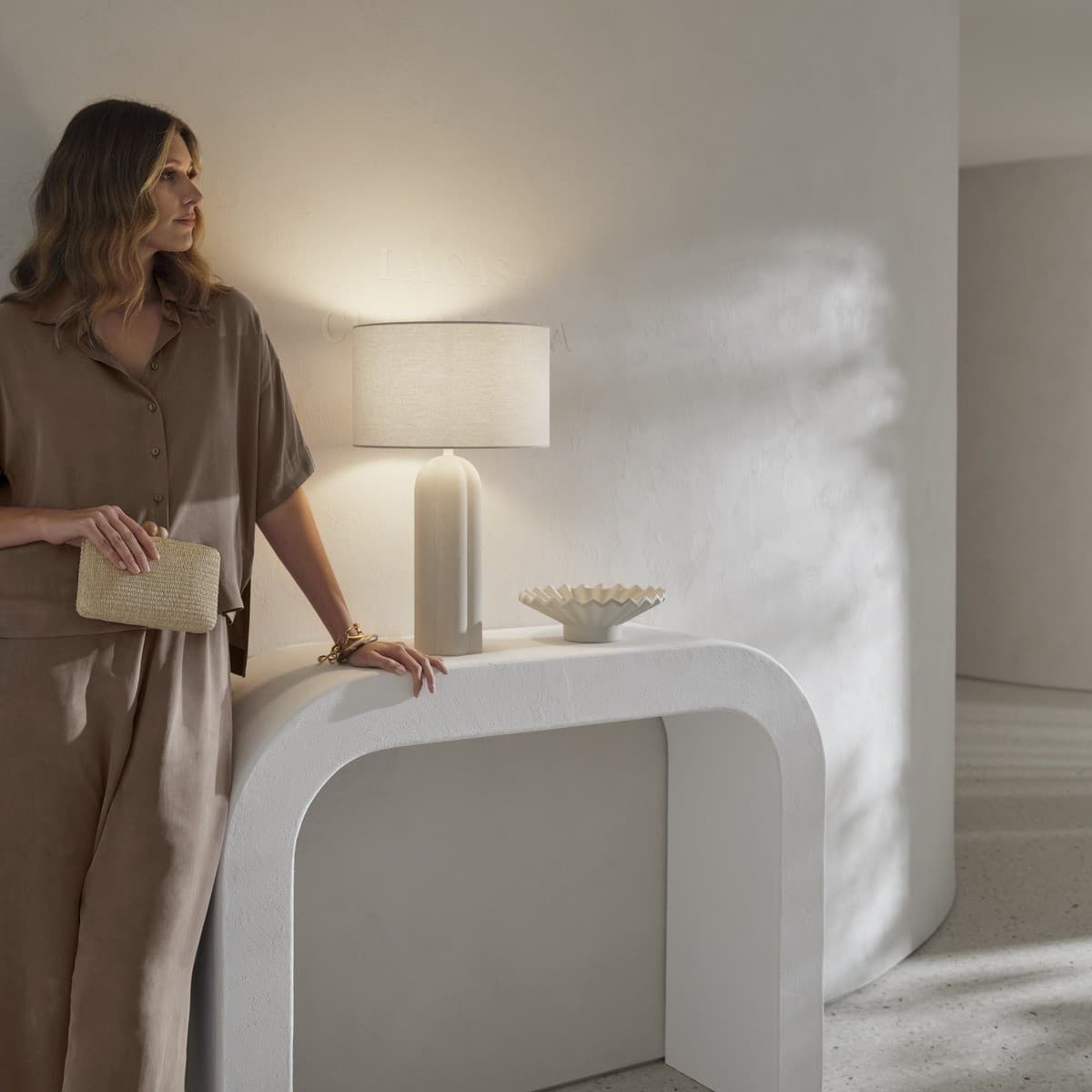 Mulberry 1 Light Table Lamp in Stone with Linen Shade-img-5