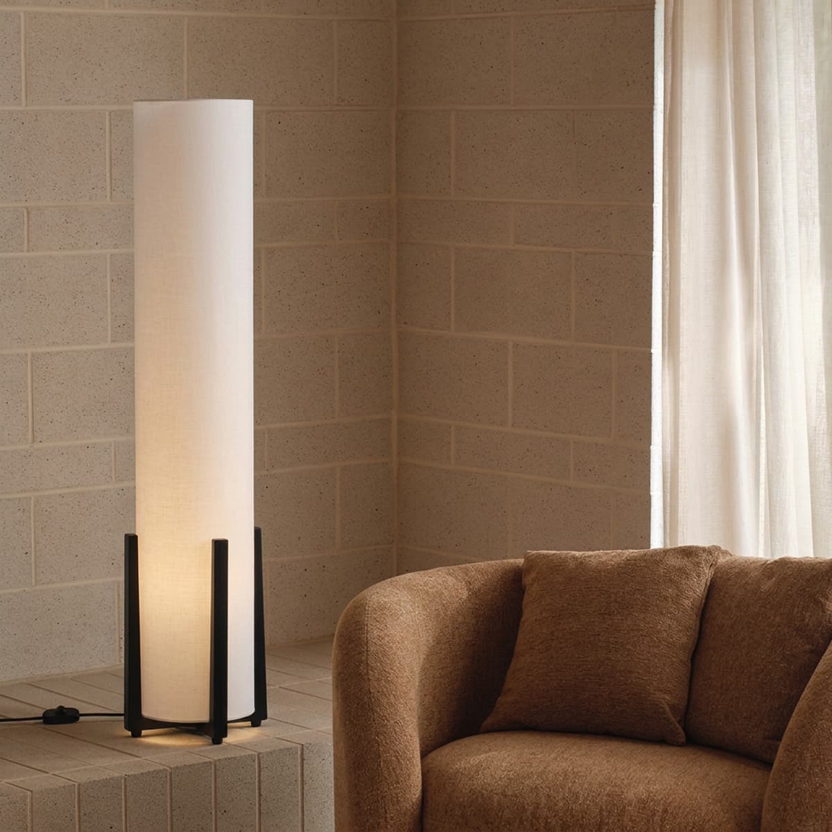 Breton 3 Light Floor Lamp in Black/White-img-2