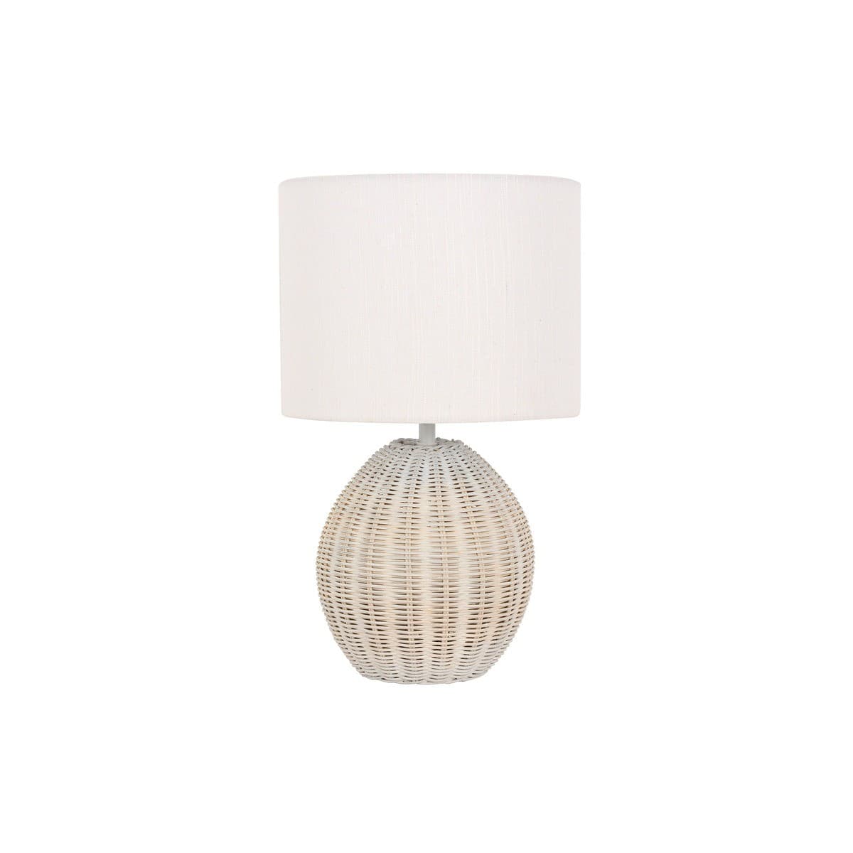 Otto 1 Light Round Table Lamp with Handwoven Rattan Base and White Linen Shade-img-1