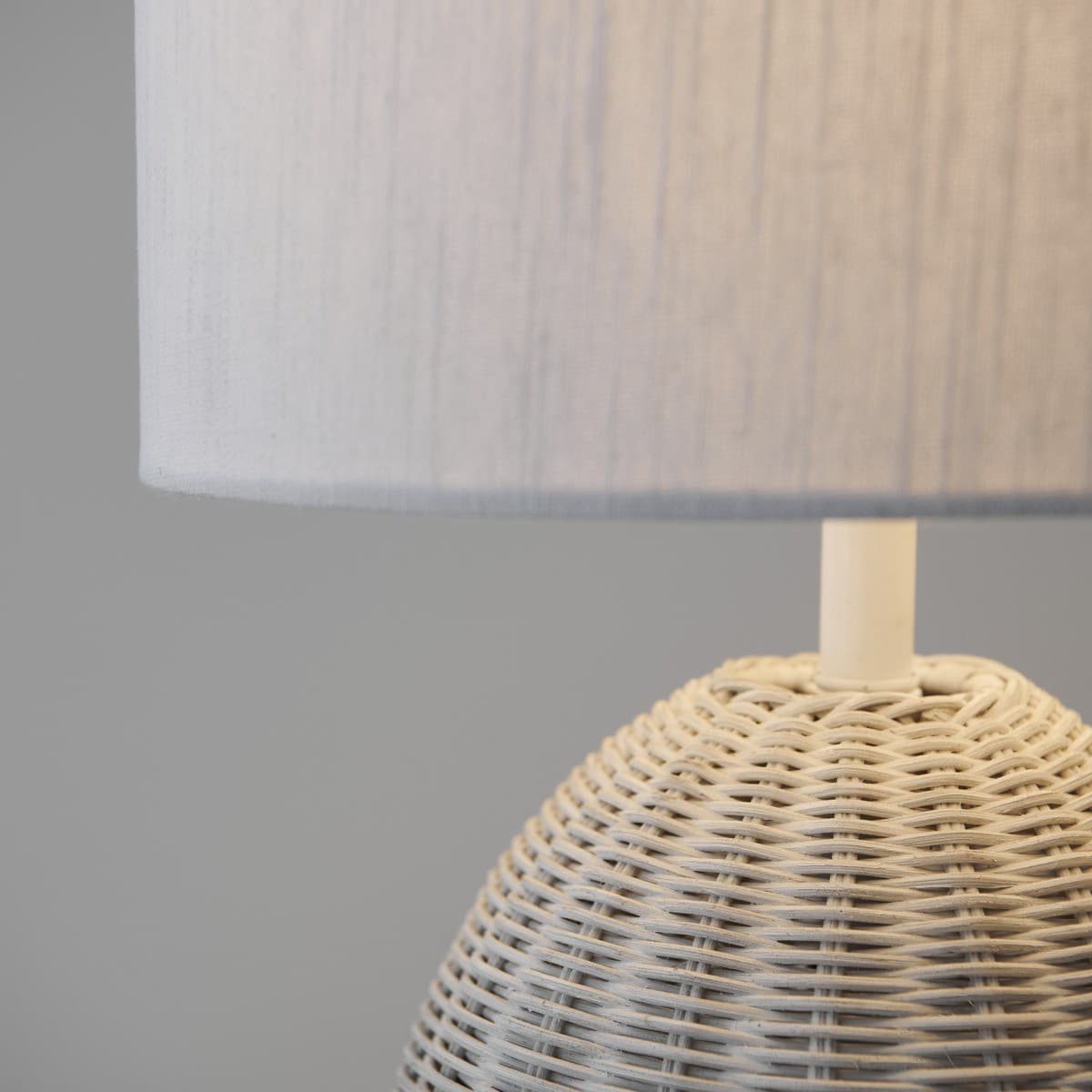 Otto 1 Light Round Table Lamp with Handwoven Rattan Base and White Linen Shade-img-5