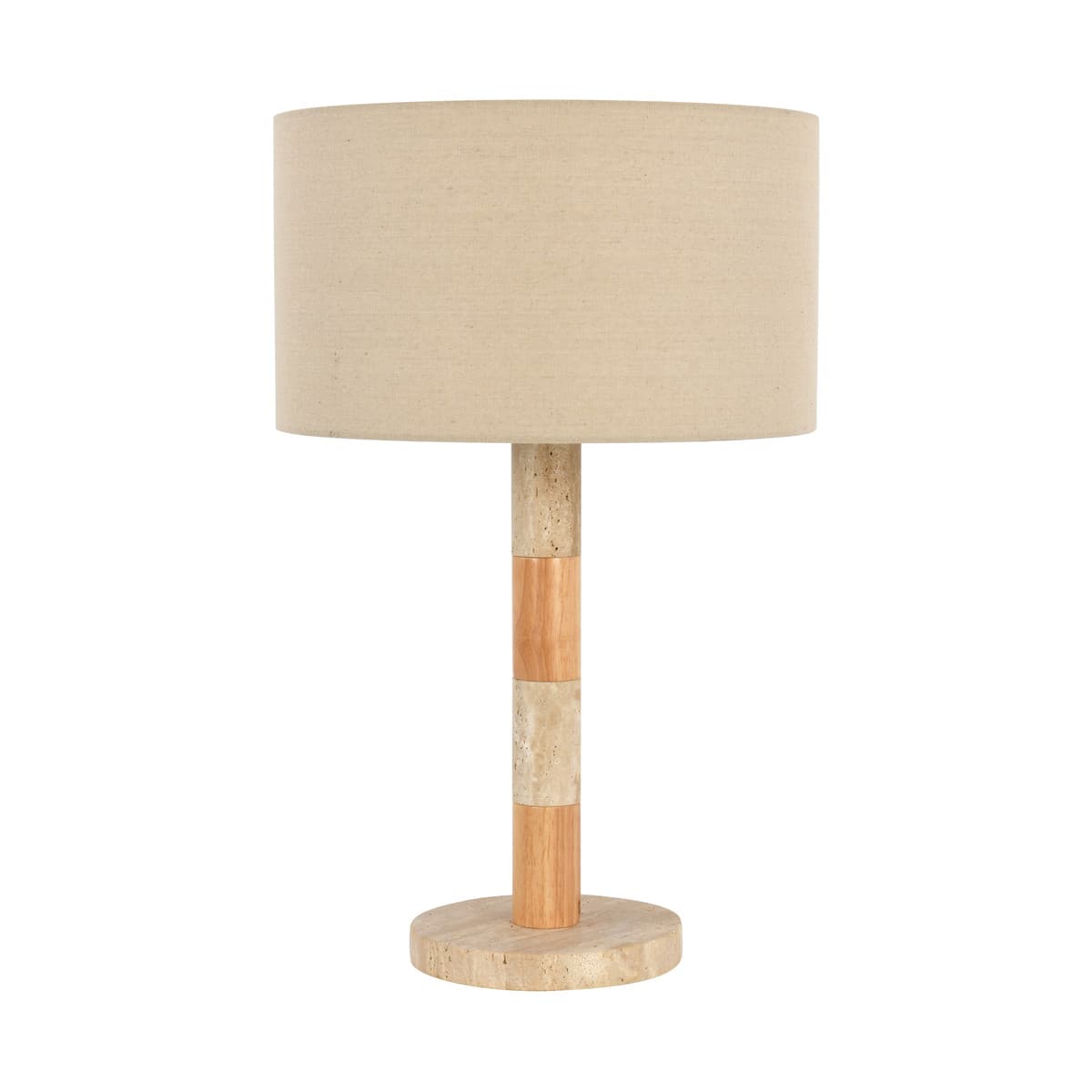 Loren Table Lamp in Natural Travertine and Oak-finish Timber-img-1