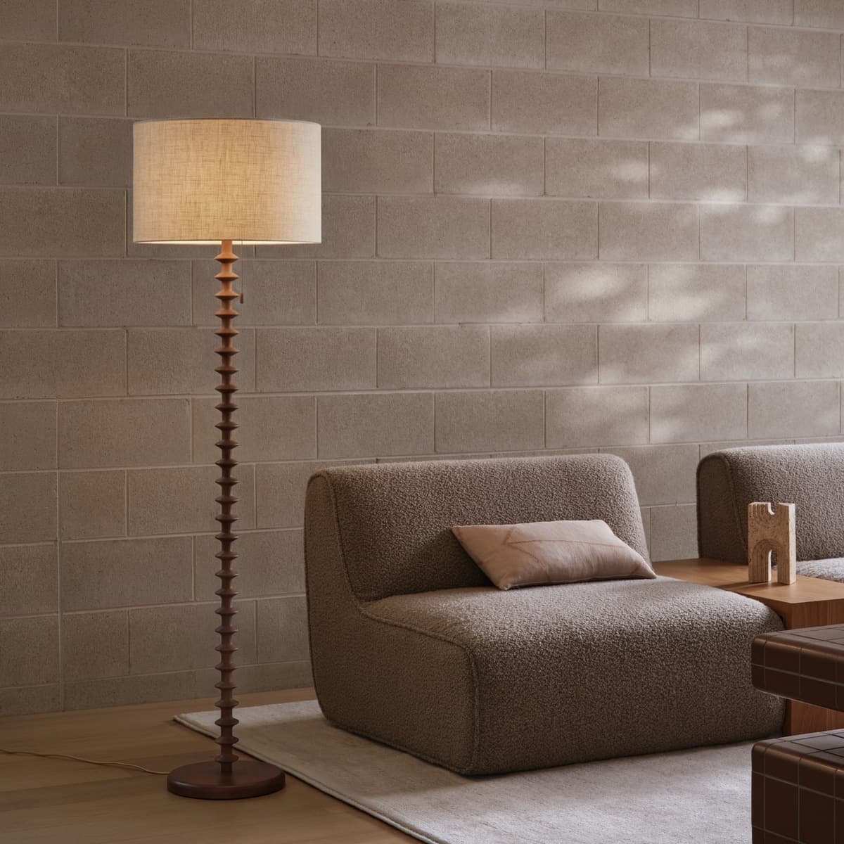Garret Floor Lamp in Walnut with Natural Linen Shade-img-2