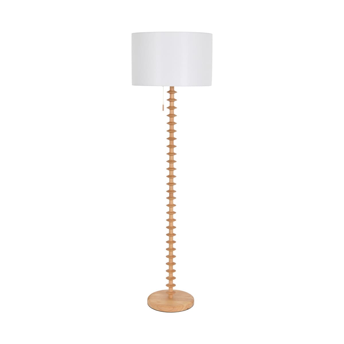 Garret Floor Lamp in Oak with White Linen Shade-img-1